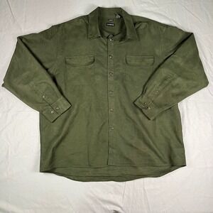 George Sueded Button Down Shirt Mens 2XL Forest Moss Green Long Sleeve G47F502B
